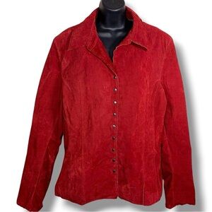 Vintage XL Madison Creek Red Suede Jacket Snap Button Closure Western Leather